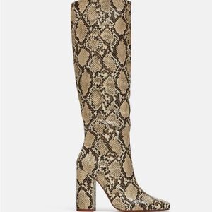 Snakeskin Print Zara Knee High boots